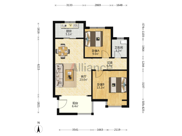 恒基时代广场2-2-1-1 90.08m²